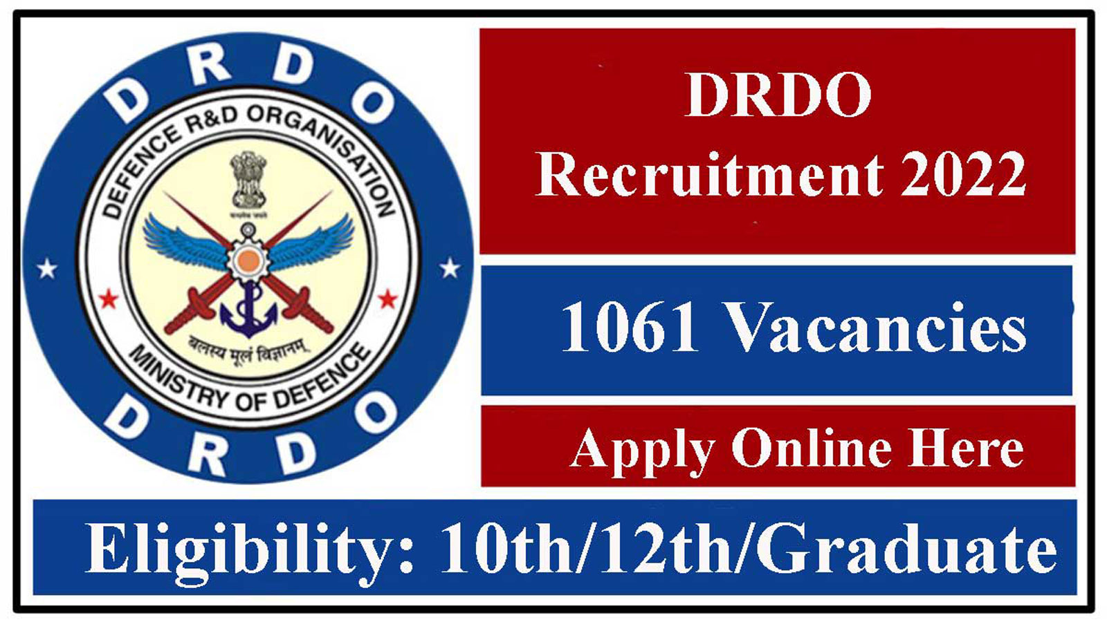 1061 Posts | DRDO CEPTAM Recruitment 2022 | Apply Online at drdo.gov.in
