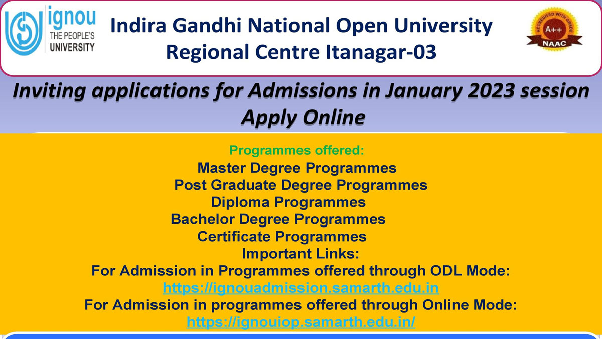 IGNOU Admissions in January 2023 Session