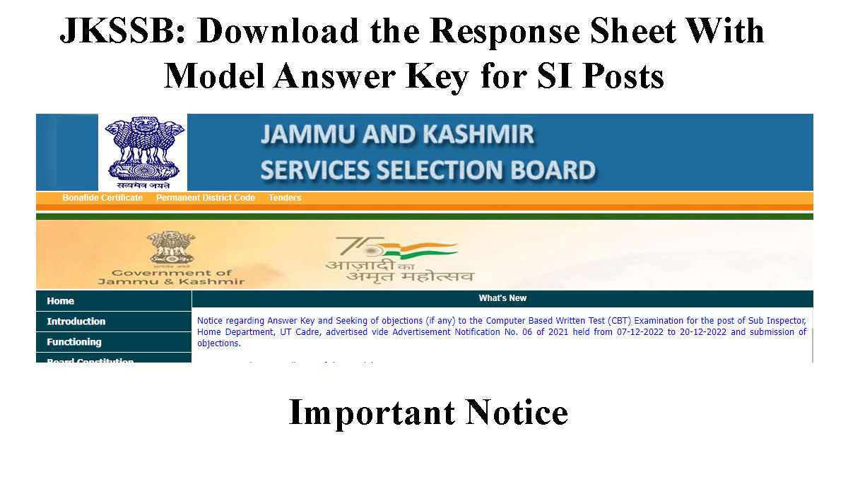 Download the Response Sheet With Answer Key for SI Posts