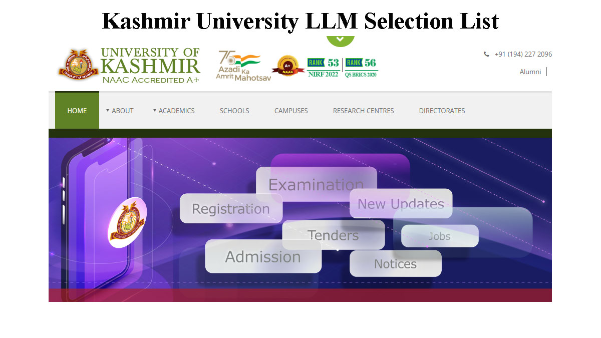 Kashmir University LLM Selection List