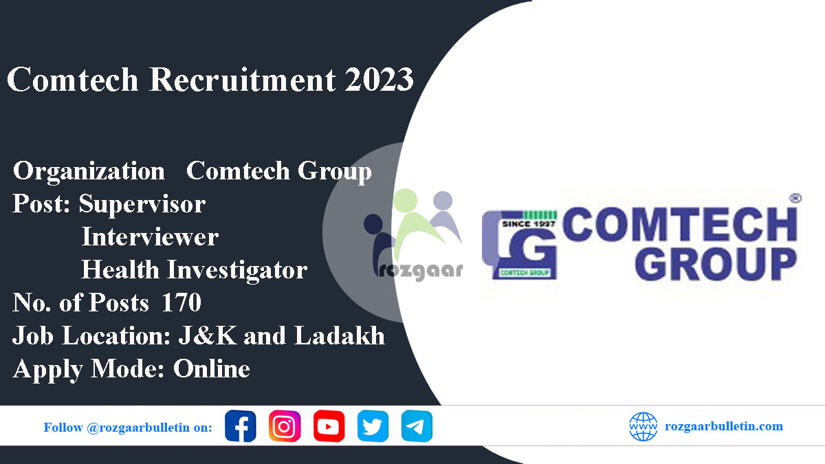 Comtech Jobs Recruitment 2023 in JK