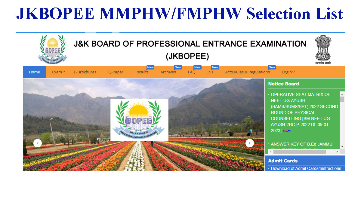 JKBOPEE MMPHW/FMPHW Selection List