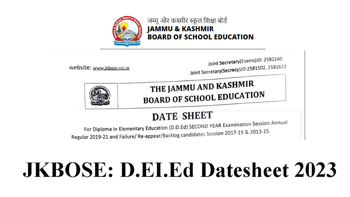 JKBOSE: Diploma in Elementary Education Datesheet 2023