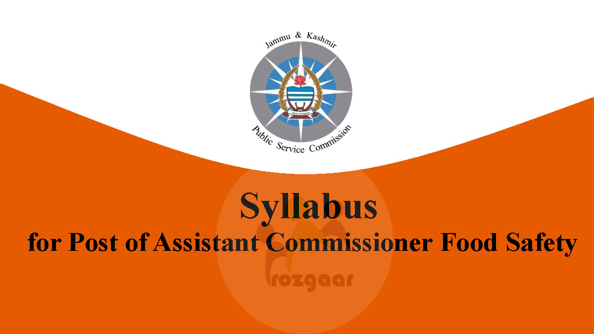 Syllabus for Assistant Commissioner Food Safety