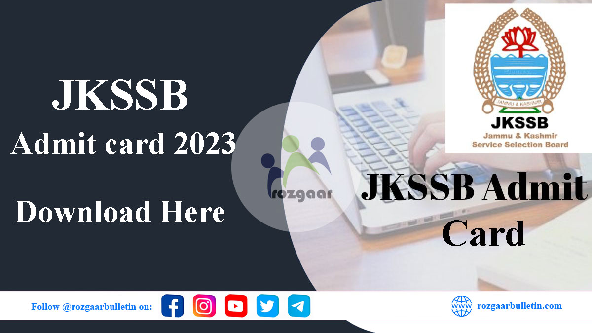 JKSSB Admit card for various Posts