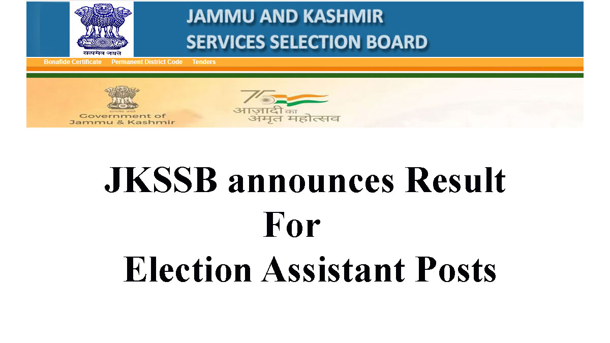 JKSSB announces Election Assistant Result