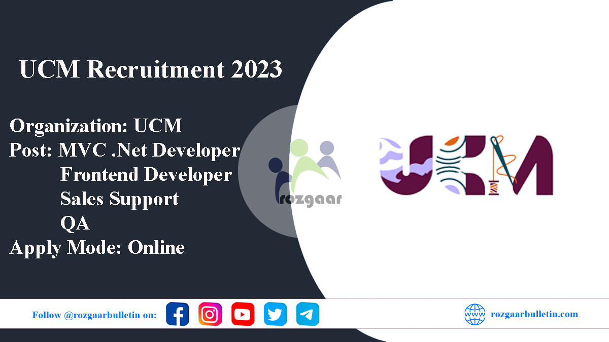 Job vacancies in UCM (Universal Craft Market)