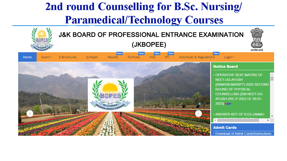 JKBOPEE: 2nd round of counselling for B.Sc. Nursing