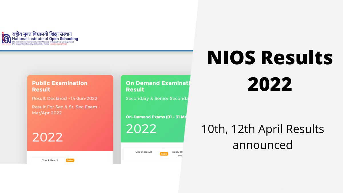 NIOS Public Exam Result 2022 for Class 10, 12 declared, direct link here