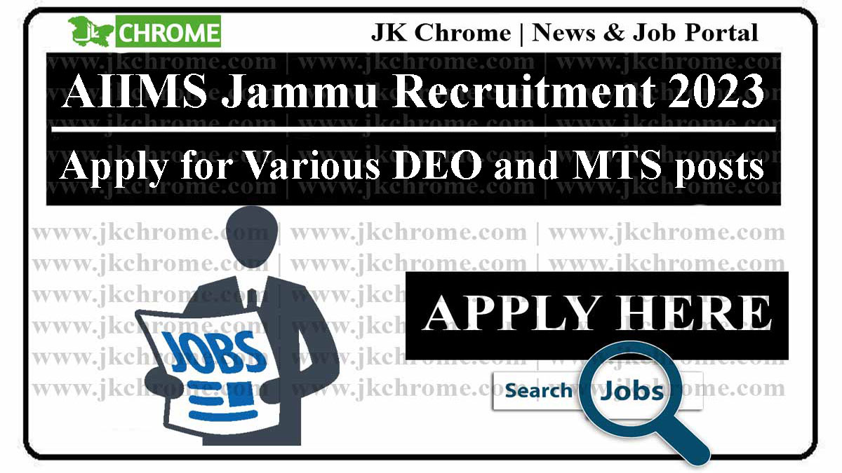 Data Entry Operators and MTS Jobs in AIIMS Jammu
