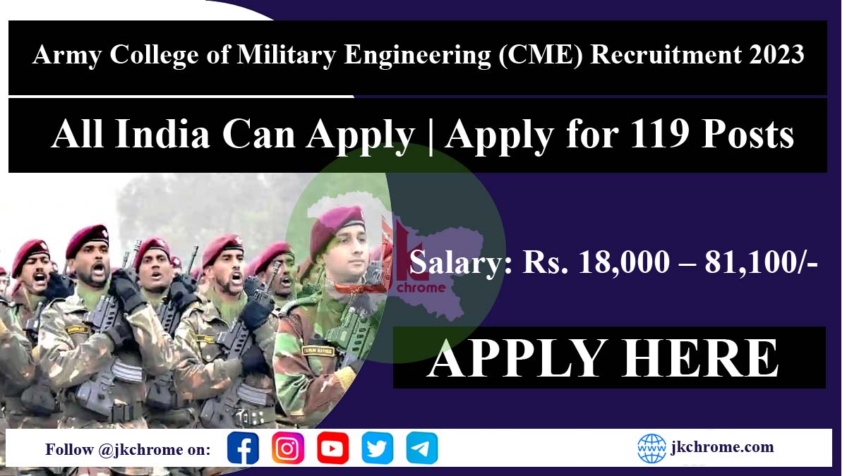 Army College of Military Engineering CME Recruitment 2023