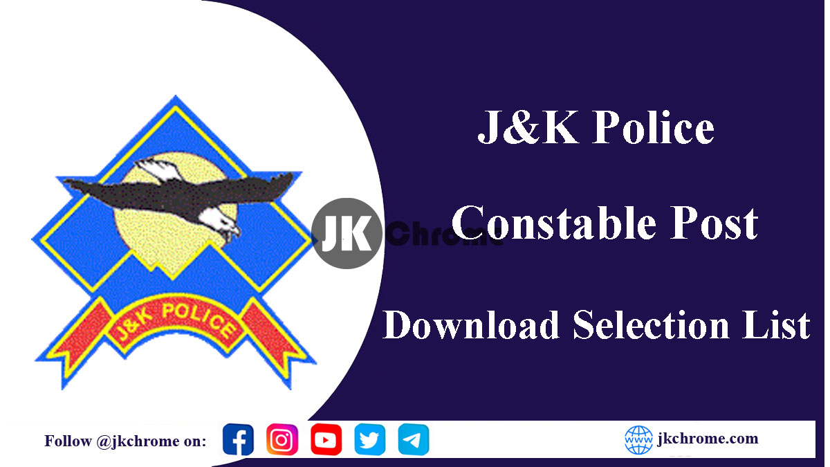 JK Police Recruitment Result 2023 for Constable posts in 02 Border Battalions