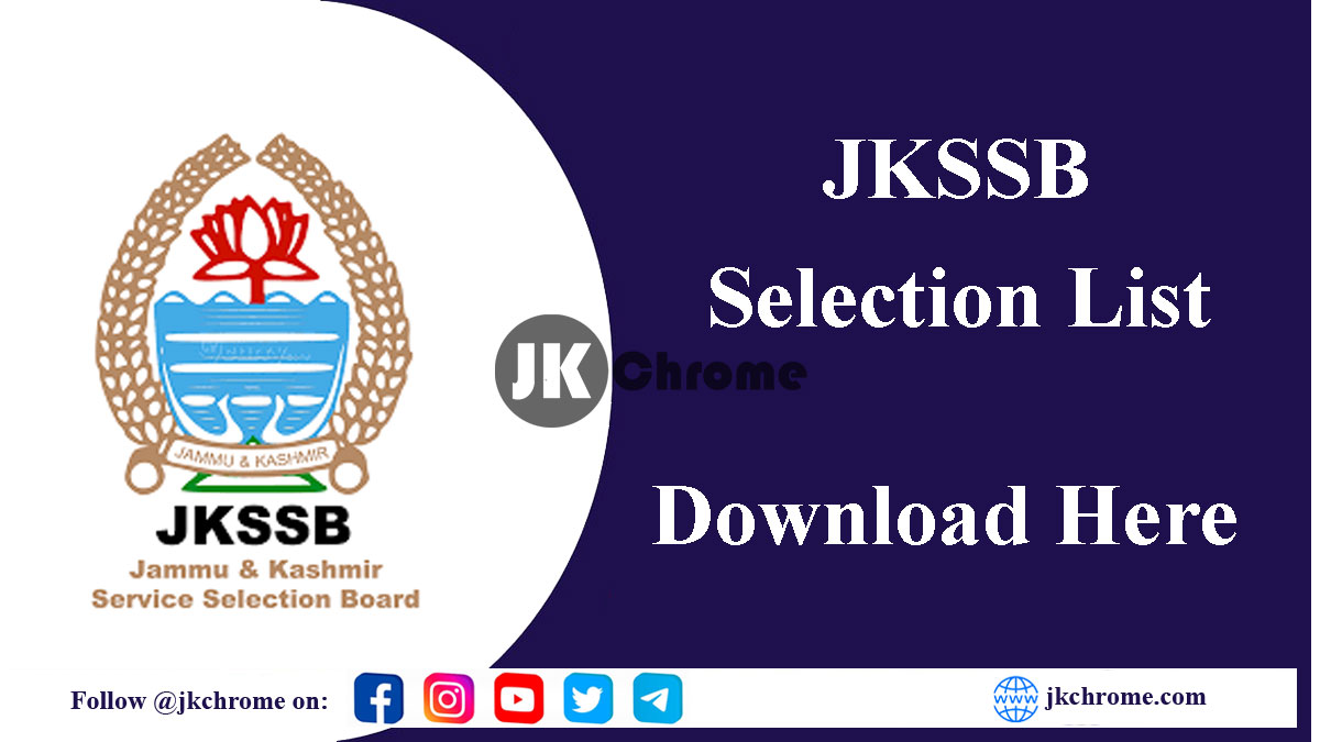 JKSSB Releases the Selection List for 1534 posts