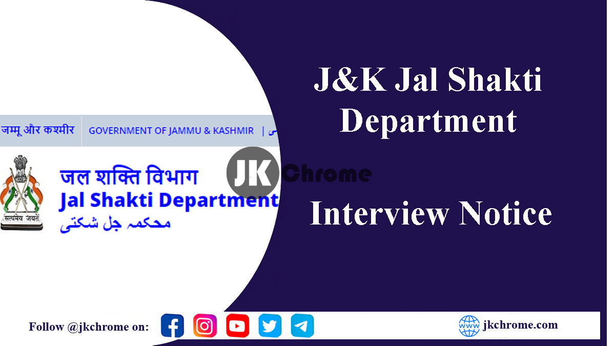 JK Jal Shakthi Interview Notification for Project Managers posts under Jal Jeevan Mission 2023