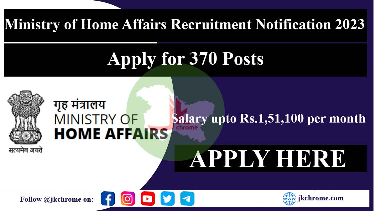 Ministry of Home Affairs Recruitment Notification 2023