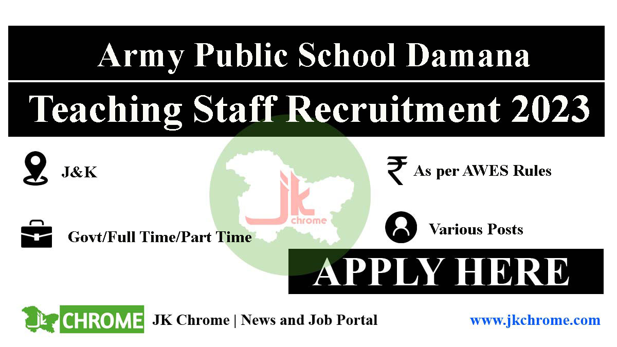 Army Public School Damana Job Vacancies 2023 for Teaching Staff