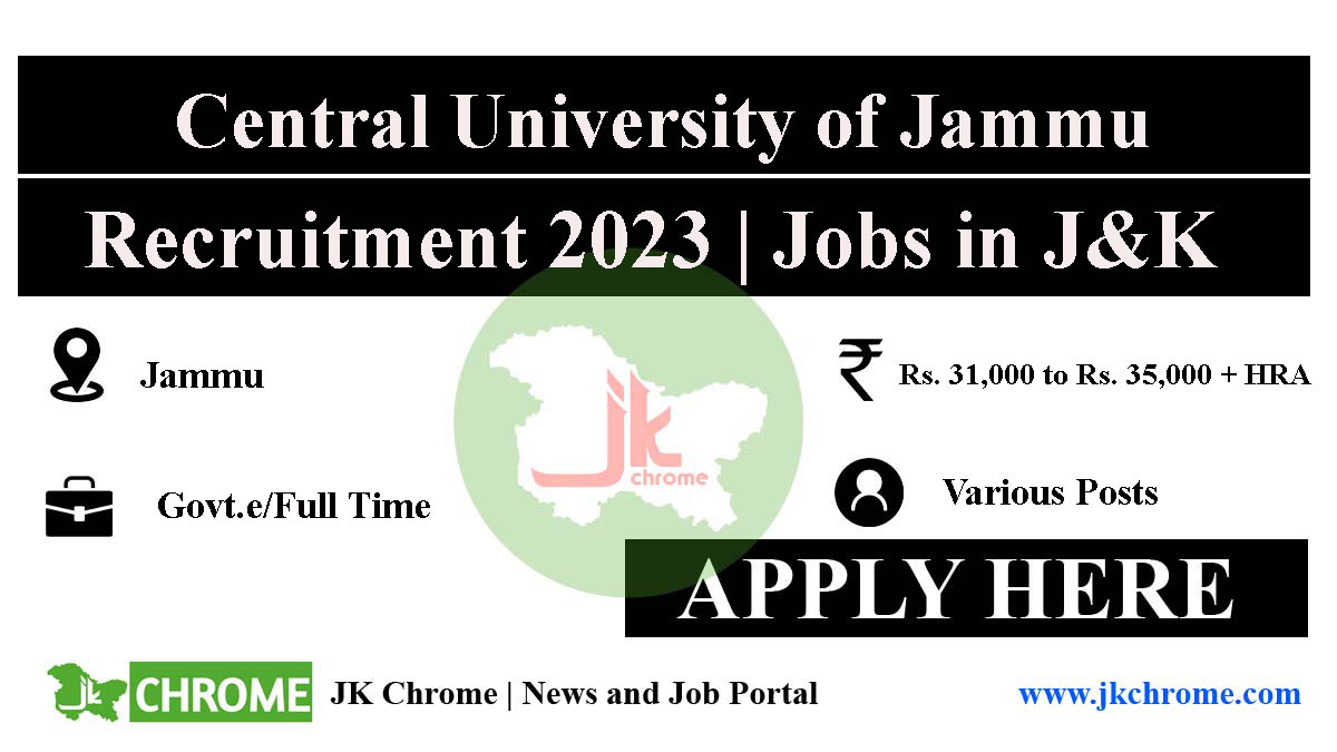 Central University Jammu JRF Job Recruitment 2023