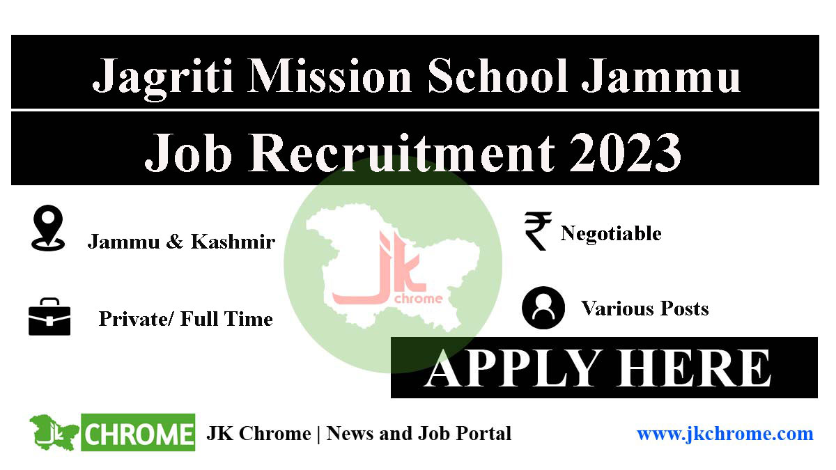 Jagriti Mission School Jammu Jobs: Latest Openings
