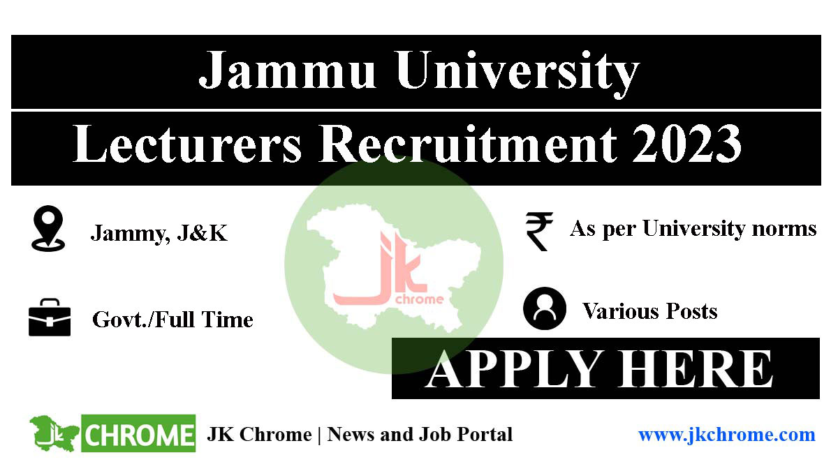 Jammu University Lecturers Recruitment 2023 | Apply and Details here