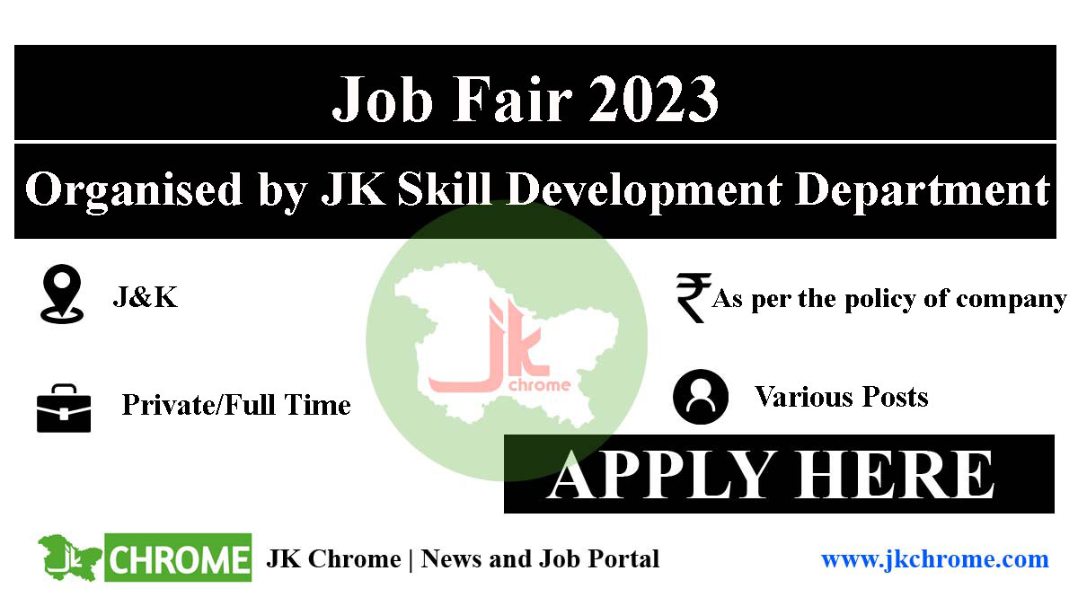 Job Fair Organised by JK Skill Development Dept on March 11, 2023 | Details and apply