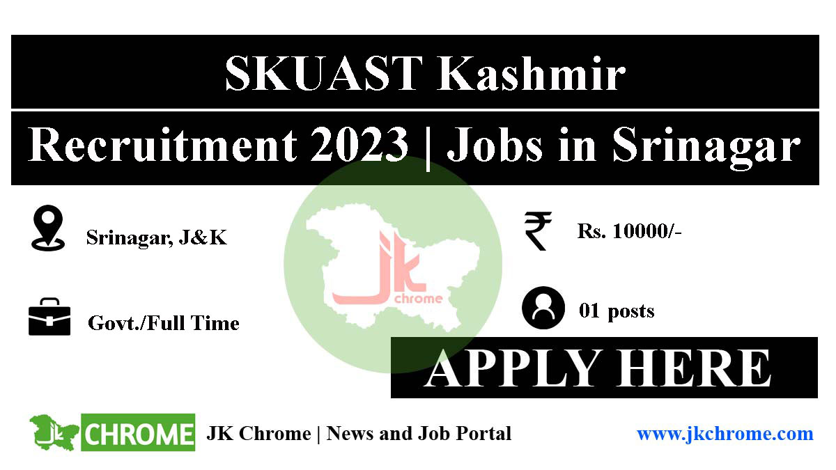 Project Assistant Job vacancy in SKUAST Kashmir
