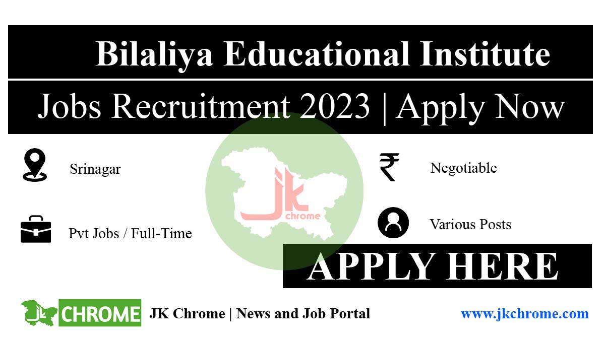 Bilaliya Educational Institute Jobs Recruitment 2023 | Apply