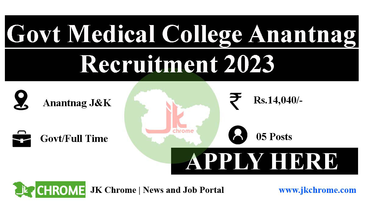 GMC Anantnag requires Anaesthesia and OT Technicians
