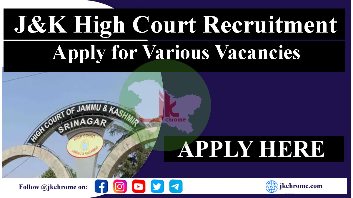 Jk high court recruitment 2023 for steno typists and junior assistants post | 20 vacancies 2023