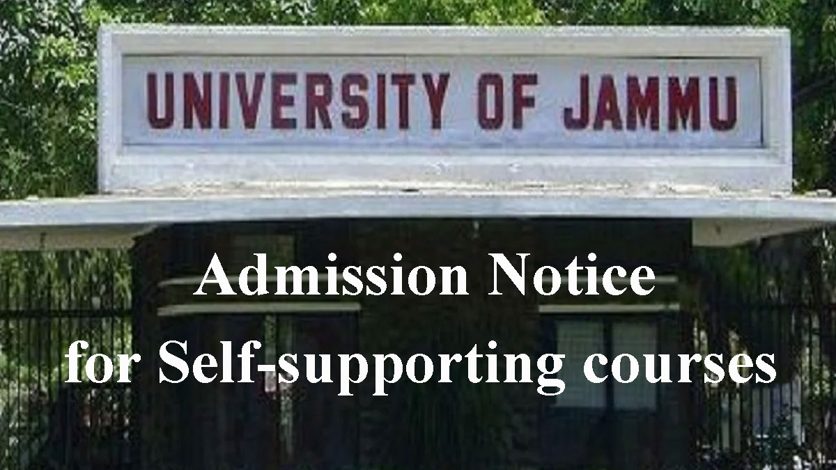 Jammu University Admission Notice for Self-supporting courses