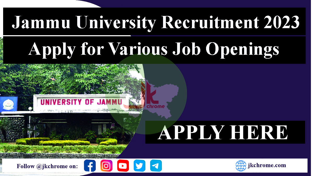 Jammu University Project Technical Officer Recruitment 2023