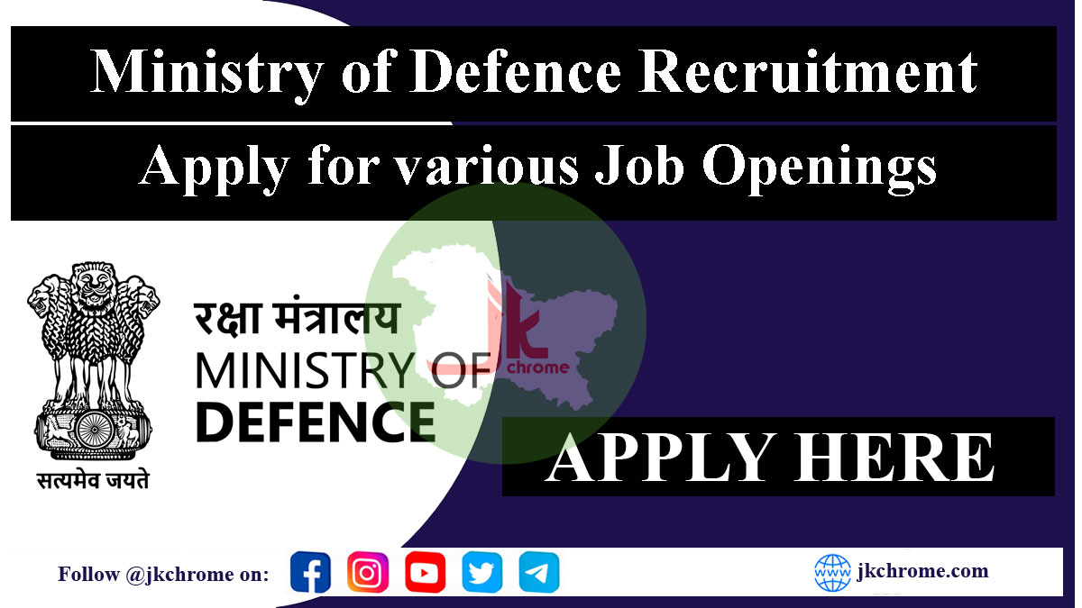 Ministry of defence recruitment for 53 vacancies 2023