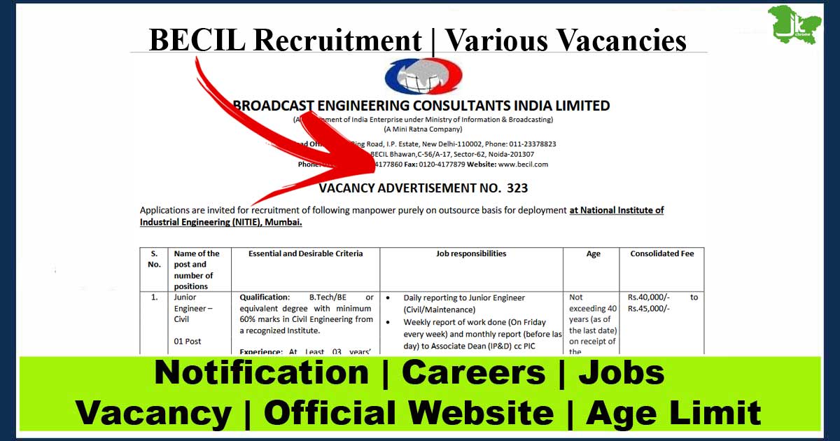 BECIL Recruitment 2023 | Various Vacancies