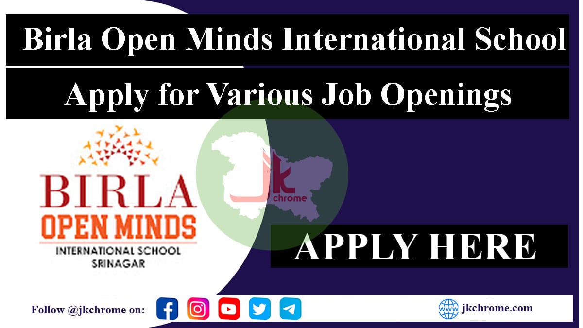 Birla open minds srinagar requires teachers | interview today | salary upto 20000 2023