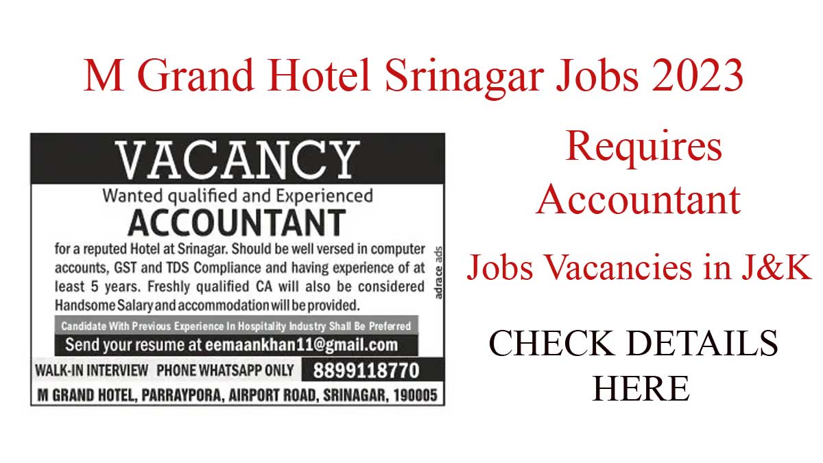 M Grand Hotel Jobs 2023 | Check Vacancy Details & Apply Now