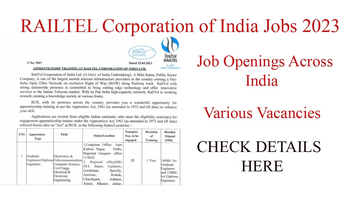 RAILTEL Apprentices Recruitment for Office Located All Over India