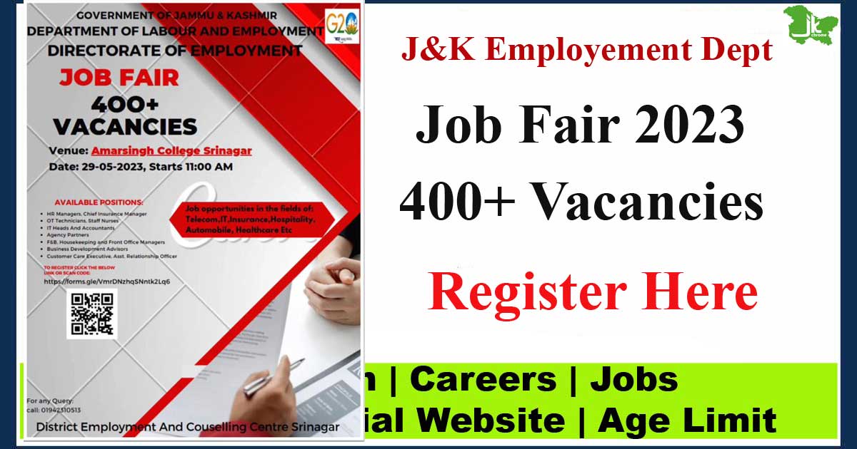 400+ Posts | Job Fair at Amarsingh College Srinagar