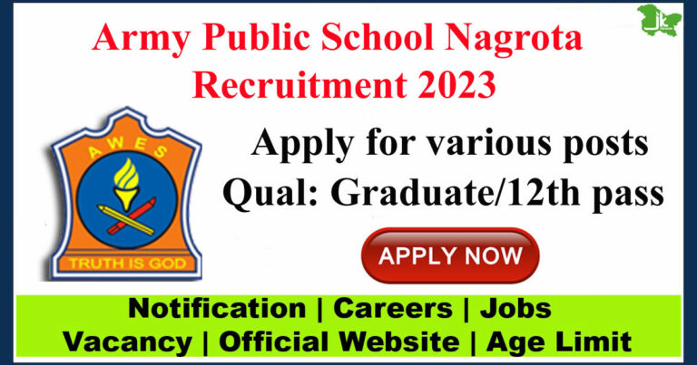 Army Public School Nagrota Recruitment 2023