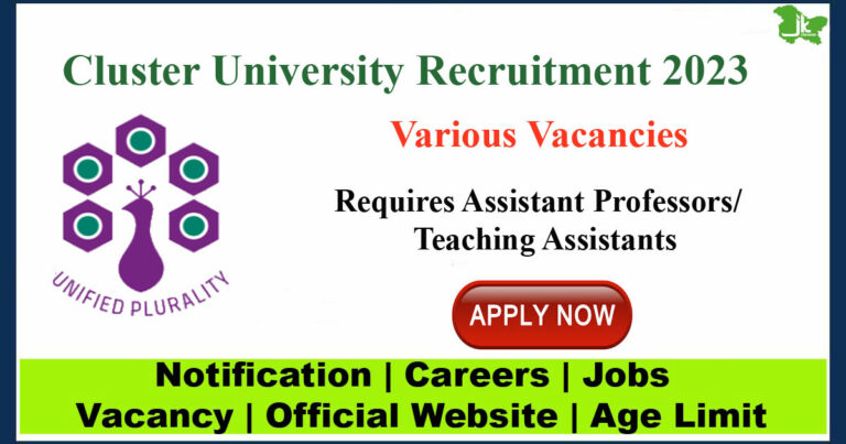 Cluster University Assistant Professors/Teaching Assistants Recruitment 2023