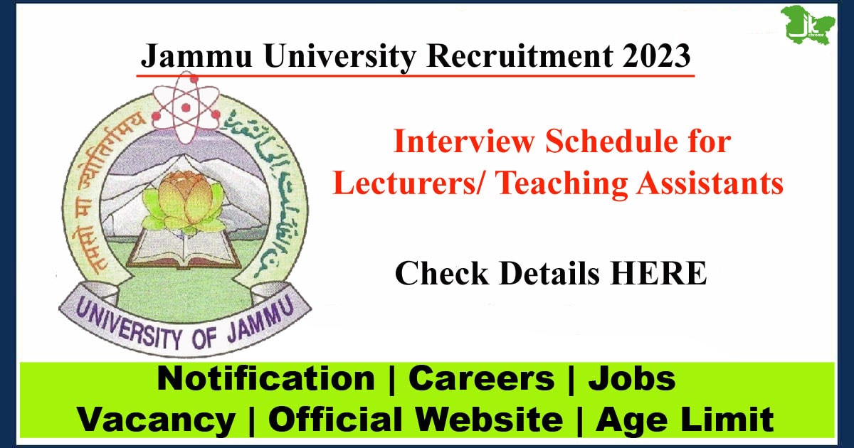 Jammu University Interview schedule for Lecturer posts