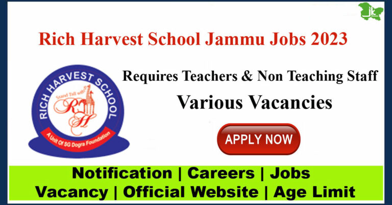 Rich Harvest School Jammu Jobs 2023