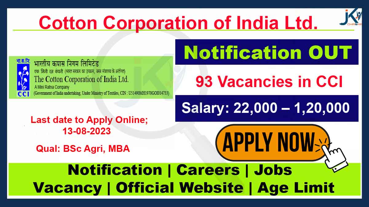 Cotton Corporation of India Recruitment 2023, 93 Vacancies
