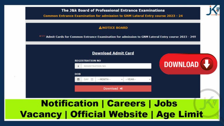 JKBOPEE GNM Lateral Entry Course 2023 | Download Admit Card
