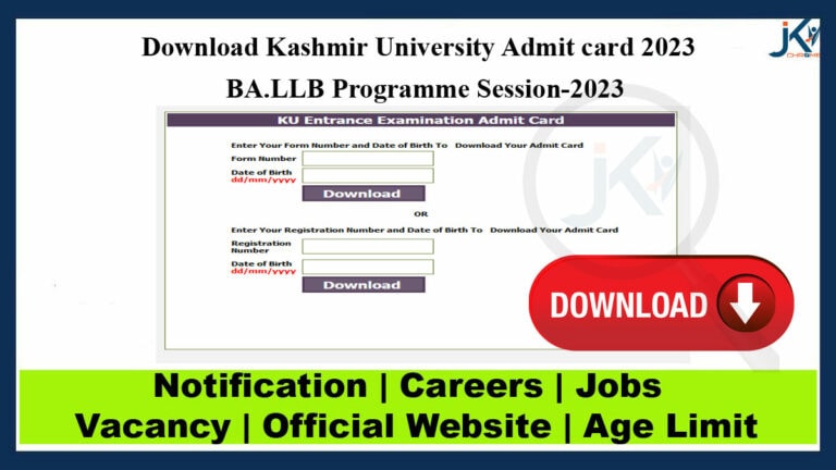 Kashmir University Admit Cards for BA.LLB Entrance Exam 2023