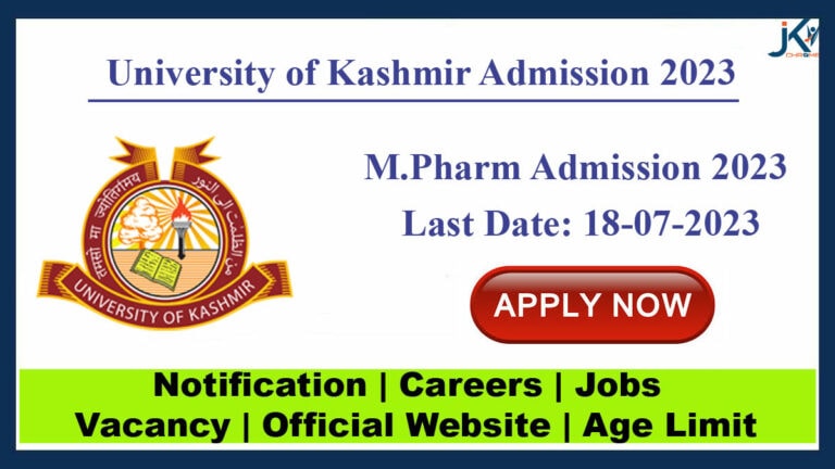 Kashmir University M.Pharm Admission 2023