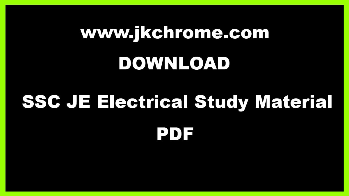 SSC JE Electrical Study Material | Download Free PDF Books Here