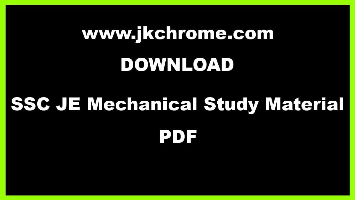 SSC JE Mechanical Study Material | Download Free PDF Books Here