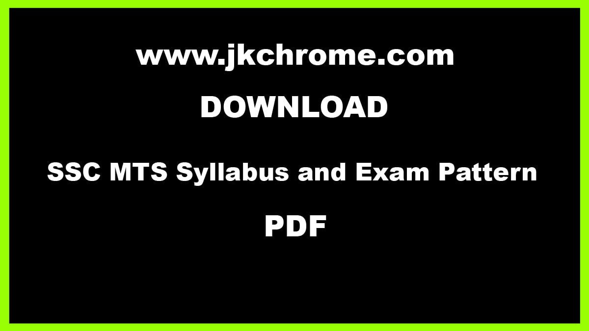 SSC MTS Syllabus PDF
