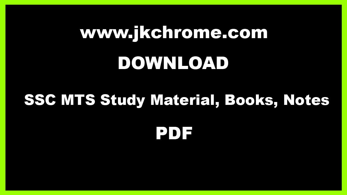 SSC MTS Study Material PDF