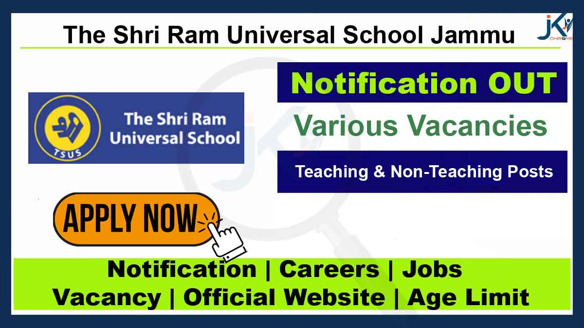 The Shri Ram Universal School Jammu Jobs 2023