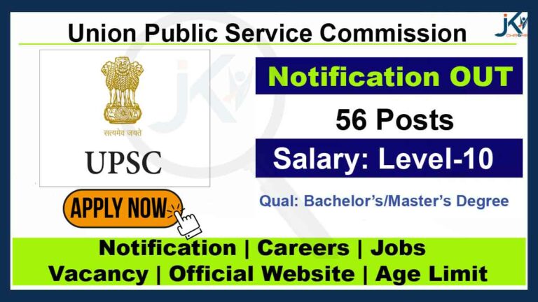 UPSC Recruitment 2023, Apply for 56 Senior Administrative Officer & other posts